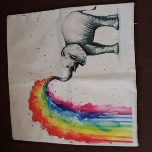 Elephant rainbow pillow cover